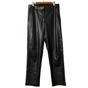 Elie Tahari Black Faux Leather Tapered Leg Pants size 8